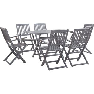 vidaXL Acacia Garden Dining Set 7 Pcs Grey - Garden Furniture vidaXL Acacia Garden Dining Set 7 Pcs Grey - Garden Furniture