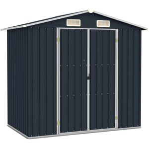 vidaXL Garden Shed Anthracite Galvanised Steel - Outdoor Tool Storage vidaXL Garden Shed Anthracite Galvanised Steel - Outdoor Tool Storage