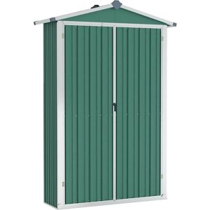 vidaXL Garden Shed Green Galvanised Steel Outdoor Terrance Tool Storage Shed vidaXL Garden Shed Green Galvanised Steel Outdoor Terrance Tool Storage Shed