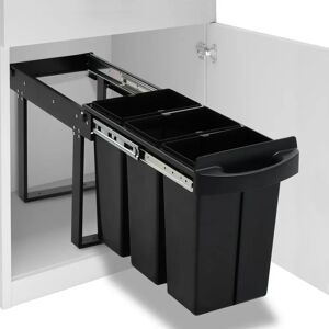 vidaXL Waste Container - Soft-Close 36 L Black Kitchen Cabinet vidaXL Waste Container - Soft-Close 36 L Black Kitchen Cabinet