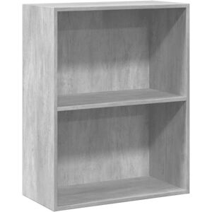 vidaXL 2-Tier Book Cabinet Concrete Grey Engineered Wood Storage Highboard - Book Cabinet vidaXL 2-Tier Book Cabinet Concrete Grey Engineered Wood Storage Highboard - Book Cabinet