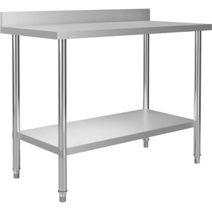 vidaXL Kitchen Work Table with Edging - Stainless Steel vidaXL Kitchen Work Table with Edging - Stainless Steel