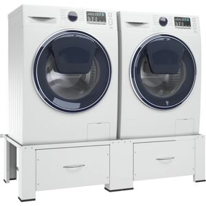 vidaXL Double Washing and Drying Machine Pedestal - White vidaXL Double Washing and Drying Machine Pedestal - White