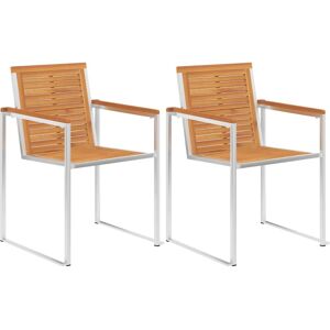 VidaXL Garden Chairs - Solid Acacia & Steel - Brown VidaXL Garden Chairs - Solid Acacia & Steel - Brown