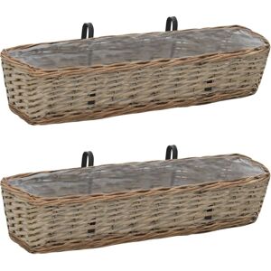 vidaXL Balcony Flower Box 2 Pcs Willow Brown 80x20x15 cm - Flower Box vidaXL Balcony Flower Box 2 Pcs Willow Brown 80x20x15 cm - Flower Box