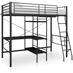 vidaXL Black Metal Bunk Bed with 90x200cm Table - Space-saving & Durable vidaXL Black Metal Bunk Bed with 90x200cm Table - Space-saving & Durable