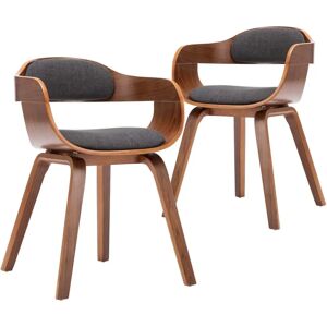 vidaXL Esszimmerstuhl Set - Ergonomisch Dunkelgrau Stoff & Holz - 2 St. vidaXL Esszimmerstuhl Set - Ergonomisch Dunkelgrau Stoff & Holz - 2 St.
