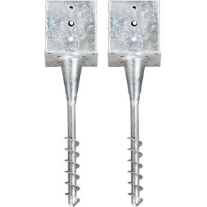 vidaXL Ground Spikes 2 pcs Silver 14x14x58 cm Galvanised Steel - Ground Spikes vidaXL Ground Spikes 2 pcs Silver 14x14x58 cm Galvanised Steel - Ground Spikes