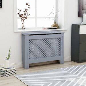 vidaXL Radiator Cover Anthracite 112x19x81 cm MDF - Radiator Cover 112x19x81.5 cm MDF - Modern Anthracite Radiator Cover for Living Room vidaXL Radiator Cover Anthracite 112x19x81 cm MDF - Radiator Cover 112x19x81.5 cm MDF - Modern Anthracite Radiator Cover for Living Room