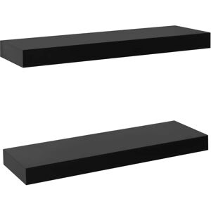 vidaXL Black Floating Wall Shelves Set of 2 - Wall Shelves vidaXL Black Floating Wall Shelves Set of 2 - Wall Shelves