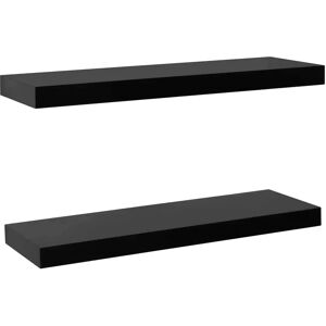 vidaXL Wall Shelves Set of 2 Black 60x20x3.8 cm - Wall Shelves vidaXL Wall Shelves Set of 2 Black 60x20x3.8 cm - Wall Shelves