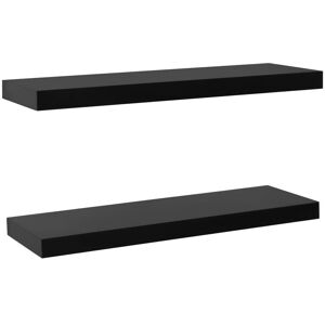 vidaXL Black Floating Wall Shelves 80x20x3.8cm - Wall Shelves vidaXL Black Floating Wall Shelves 80x20x3.8cm - Wall Shelves
