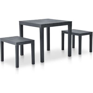 vidaXL Ulkokalusteet - Pöytä ja 2 penkkiä - Säänkestävä muovi vidaXL Ulkokalusteet - Pöytä ja 2 penkkiä - Säänkestävä muovi