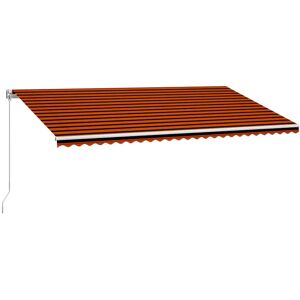 vidaXL Manual Retractable Awning - 600x300 cm - Orange and Brown - Retractable Awning vidaXL Manual Retractable Awning - 600x300 cm - Orange and Brown - Retractable Awning