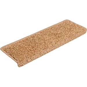 vidaXL Carpet Stair Treads 15 pcs 65x21x4 cm Beige - Stair Treads vidaXL Carpet Stair Treads 15 pcs 65x21x4 cm Beige - Stair Treads