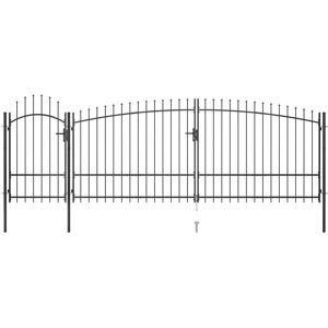 vidaXL Garden Fence Gate with Spear Top 5x2.25 m Black vidaXL Garden Fence Gate with Spear Top 5x2.25 m Black