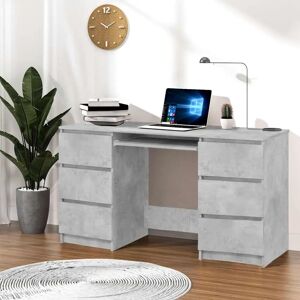 vidaXL Writing Desk Concrete Grey Engineered Wood - 140x50x77 cm Study Table vidaXL Writing Desk Concrete Grey Engineered Wood - 140x50x77 cm Study Table