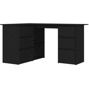 vidaXL Corner Desk Black 145x100x76 cm Engineered Wood - Corner Desk vidaXL Corner Desk Black 145x100x76 cm Engineered Wood - Corner Desk