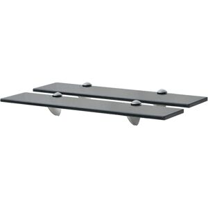 vidaXL Black Glass Floating Shelves 50x20 cm - Floating Shelves vidaXL Black Glass Floating Shelves 50x20 cm - Floating Shelves