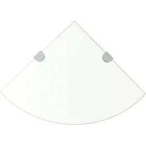 vidaXL Corner Shelves 2 pcs with Chrome Supports Glass Clear - Corner Shelves vidaXL Corner Shelves 2 pcs with Chrome Supports Glass Clear - Corner Shelves