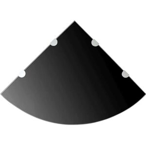 vidaXL Corner Shelves 2 pcs with Chrome Supports Glass Black - Corner Shelves vidaXL Corner Shelves 2 pcs with Chrome Supports Glass Black - Corner Shelves