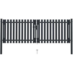 vidaXL Double Door Fence Gate Steel 306x150cm Anthracite - Fence Gate vidaXL Double Door Fence Gate Steel 306x150cm Anthracite - Fence Gate