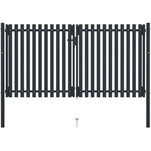vidaXL Steel Double Door Fence Gate - Garden Barrier Border vidaXL Steel Double Door Fence Gate - Garden Barrier Border