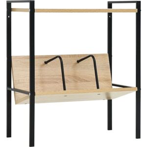 vidaXL 2-Layer Book Shelf Black and Oak 52x28x59 cm Engineered Wood - Book Shelf vidaXL 2-Layer Book Shelf Black and Oak 52x28x59 cm Engineered Wood - Book Shelf