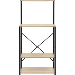 vidaXL Microwave Cabinet Black and Oak - 4-Tier Storage - Microwave Cabinet vidaXL Microwave Cabinet Black and Oak - 4-Tier Storage - Microwave Cabinet