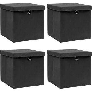 vidaXL Storage Boxes with Lids 4 pcs Black - Storage Box vidaXL Storage Boxes with Lids 4 pcs Black - Storage Box
