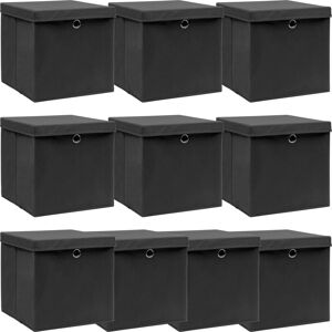 vidaXL Storage Box Set 10 pcs Black 32x32x32cm Fabric vidaXL Storage Box Set 10 pcs Black 32x32x32cm Fabric