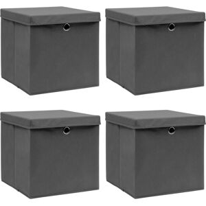 vidaXL Storage Boxes with Lids 4 pcs Grey - Storage Boxes vidaXL Storage Boxes with Lids 4 pcs Grey - Storage Boxes
