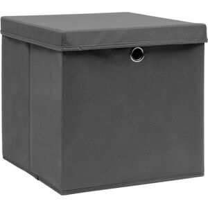 vidaXL 10x Storage Boxes with Lids Grey Fabric Garden Chests Cases Organisers - Storage Box vidaXL 10x Storage Boxes with Lids Grey Fabric Garden Chests Cases Organisers - Storage Box