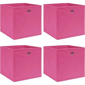 vidaXL 4x Pink Fabric Storage Boxes - Home Organization vidaXL 4x Pink Fabric Storage Boxes - Home Organization