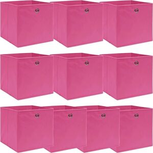 vidaXL 10x Storage Boxes Pink Fabric Foldable Garden Chests - Storage Boxes vidaXL 10x Storage Boxes Pink Fabric Foldable Garden Chests - Storage Boxes