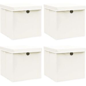 vidaXL White Storage Boxes with Lids - 4 pcs - 32x32x32 cm - Storage Type vidaXL White Storage Boxes with Lids - 4 pcs - 32x32x32 cm - Storage Type