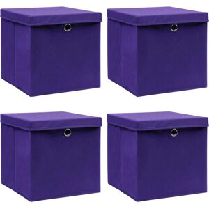 vidaXL 4x Storage Boxes with Lids Purple Fabric Garden Chests - Storage Boxes vidaXL 4x Storage Boxes with Lids Purple Fabric Garden Chests - Storage Boxes