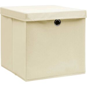 vidaXL Storage Boxes with Lids 10 pcs Cream - Storage Boxes vidaXL Storage Boxes with Lids 10 pcs Cream - Storage Boxes