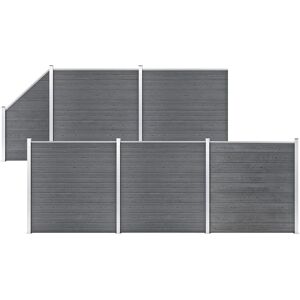 vidaXL WPC Fence Set 5 Square+1 Slanted 965x186cm Grey - Fence Set vidaXL WPC Fence Set 5 Square+1 Slanted 965x186cm Grey - Fence Set