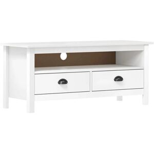 vidaXL White Pine TV Cabinet - TV Stand with 2 Drawers & 1 Compartment - 110x40x47 cm vidaXL White Pine TV Cabinet - TV Stand with 2 Drawers & 1 Compartment - 110x40x47 cm