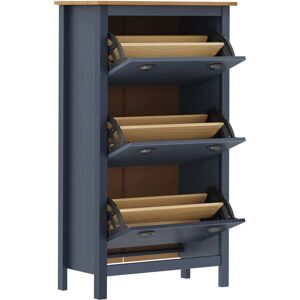 vidaXL Solid Wood Pine Shoe Cabinet Hill Grey - Shoe Storage Furniture vidaXL Solid Wood Pine Shoe Cabinet Hill Grey - Shoe Storage Furniture