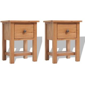 vidaXL Nightstands 2 pcs - Solid Oak - Rustic Style vidaXL Nightstands 2 pcs - Solid Oak - Rustic Style