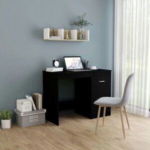 vidaXL Black 100x50x76 cm Modern Wooden Desk with Cabinet - Desk vidaXL Black 100x50x76 cm Modern Wooden Desk with Cabinet - Desk