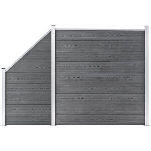 vidaXL WPC Fence Set 1 Square + 1 Slanted Grey - Fence Set vidaXL WPC Fence Set 1 Square + 1 Slanted Grey - Fence Set