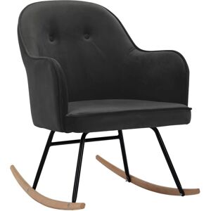vidaXL Schaukelstuhl - Dunkelgrau Samt - Modernes Design - Komfort vidaXL Schaukelstuhl - Dunkelgrau Samt - Modernes Design - Komfort