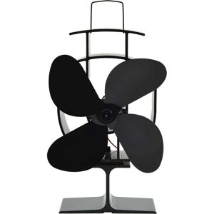 vidaXL Stove Fan Heat Powered Black 4 Blades vidaXL Stove Fan Heat Powered Black 4 Blades