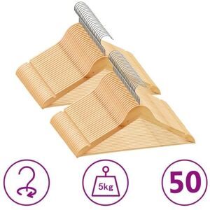 vidaXL 50 Pcs Hanger Set Non-Slip Hardwood Brown - Hanger Set vidaXL 50 Pcs Hanger Set Non-Slip Hardwood Brown - Hanger Set