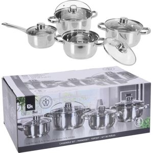 Excellent Houseware Pannenset 8 stuks RVS - Kookgerei Set Excellent Houseware Pannenset 8 stuks RVS - Kookgerei Set