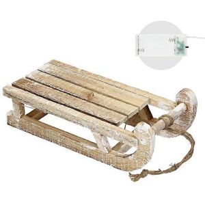ECD GERMANY Miniature Traîneau en Bois avec 25 LED Blanc Chaud - Décoration de Noël - Publicité ECD GERMANY Miniature Traîneau en Bois avec 25 LED Blanc Chaud - Décoration de Noël - Publicité