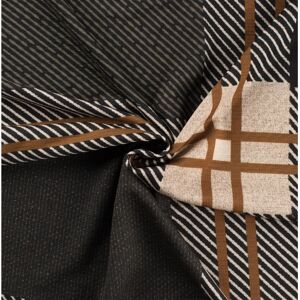 Mondial Tissus - Voile Polyester Elastane Plaid - Beige-Black Plaid - Medium Weight - Fabric Mondial Tissus - Voile Polyester Elastane Plaid - Beige-Black Plaid - Medium Weight - Fabric